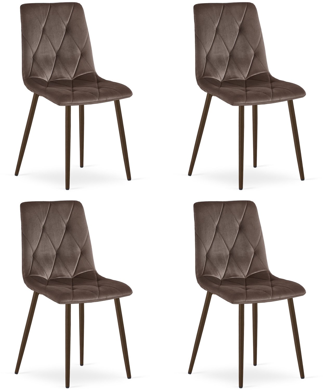 LEOBERT LIBRA Eetkamerstoelen – Set van 4 – Groen Velvet – Walnootkleurige Houten Poten – Comfortabele Gestoffeerde Zitting – Modern Design – Velvet Stoel voor Woonkamer, Keuken en Eetkamer – Max. 110 kg per Stoel