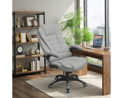 DESMIU Bureaustoel 68 x 72 cm - Massage Met Lendenverwarming - Verstelbare Zithoogte - Kantelbare Rugleuning - Voor Thuiswerk - Polyester Lichtgrijs