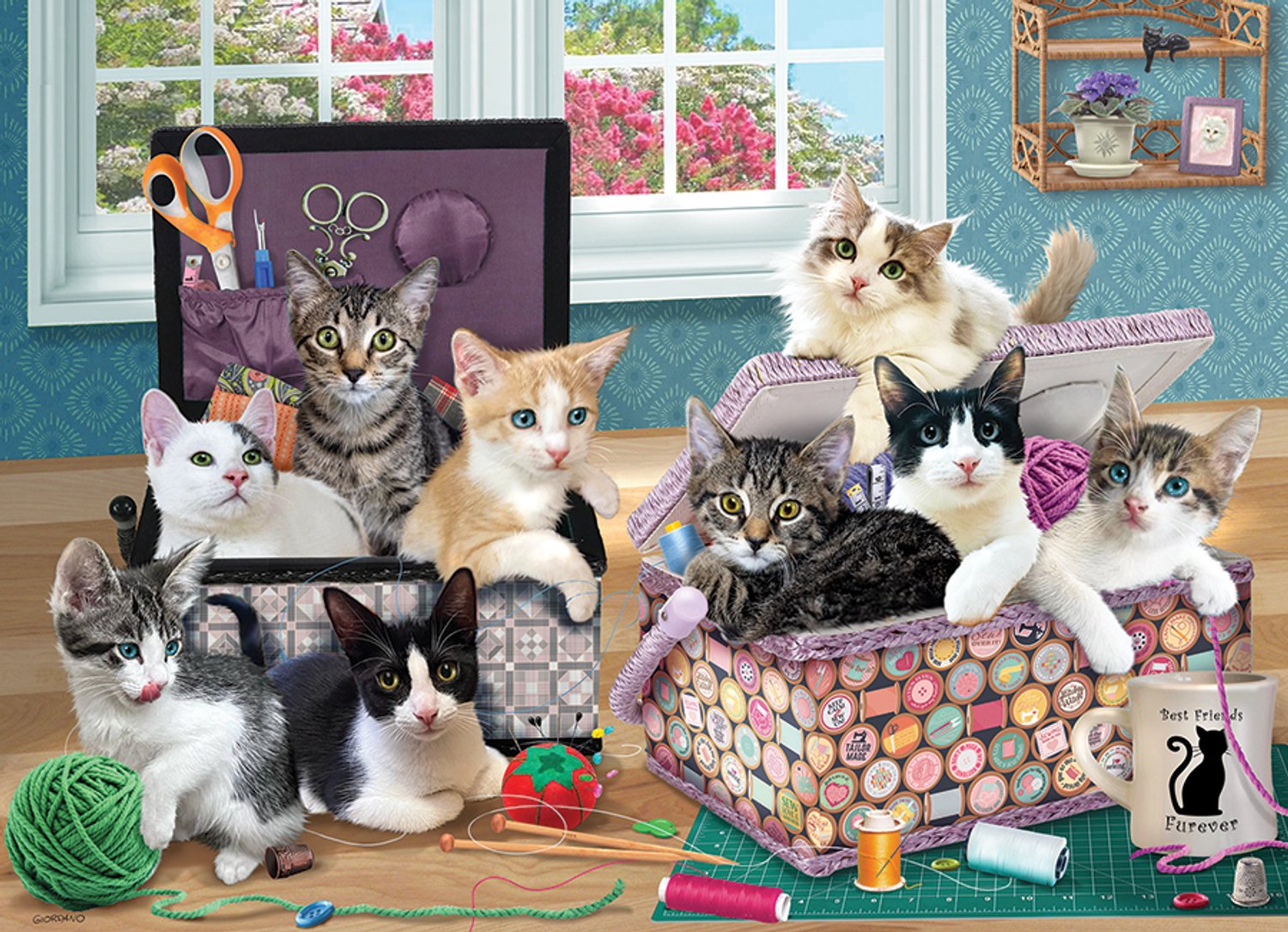Cobble Hill puzzel 500 stukjes - schattige katten voor volwassenen.