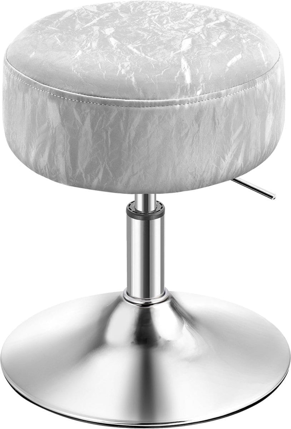 Klarven Schminkkruk Grijs - Kruk - Makeup Stool - In Hoogte Verstelbaar - Draaibaar 360° - Dik Gevoerde Zitting - Draagvermogen tot 120 kg Grijs/wit