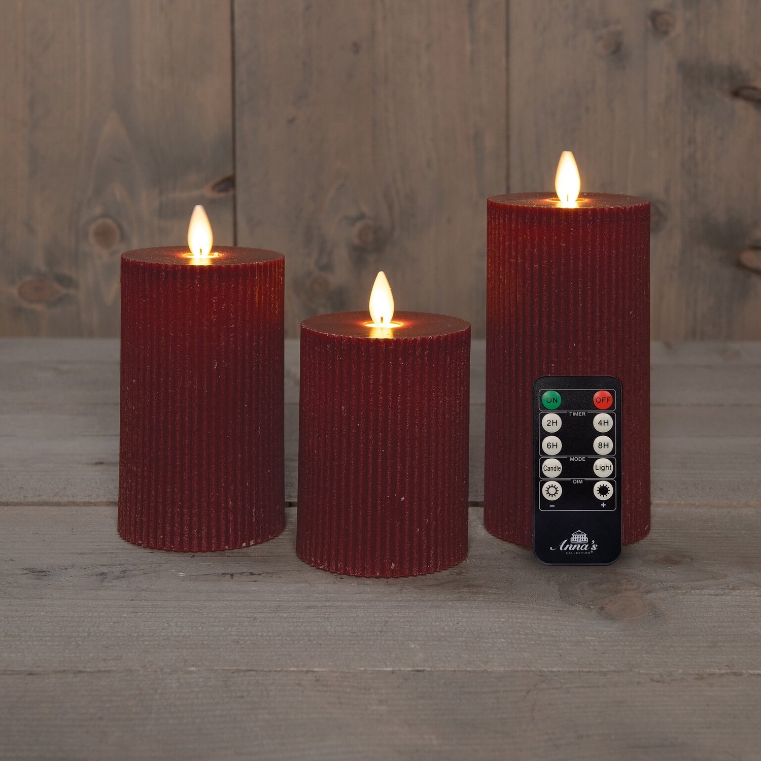 Anna's collection - Stompkaars ribbel wax led bewegende vlam met af...