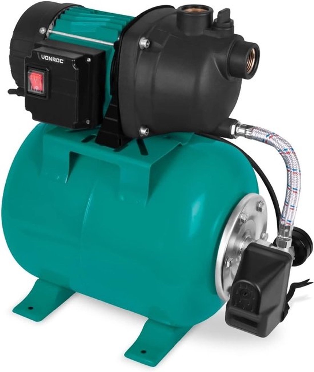 Waterpomp met drukschakelaar - Drukverhogingspomp - De tuin besproeien - Automatische bediening - 19 liter reservoir - Turquoise