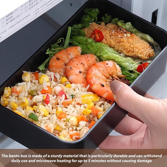 Dailygoods - 1400 ml Bento Box Japans: Bento Box voor volwassenen met soepkom en geïsoleerde tas, broodtrommel met vakken, stapelbaar, lunchbox voor volwassenen en kinderen, voor werk en school, lekvrij — cadeau in Koken & Dineren - foto 2