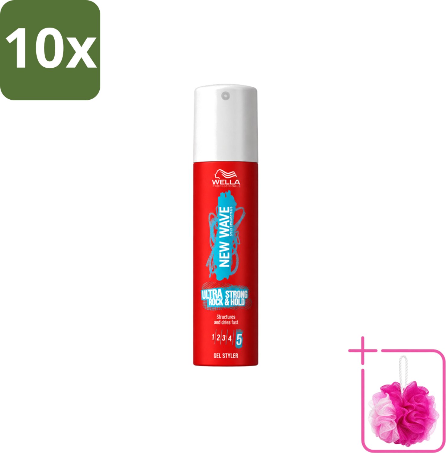 10 x Wella – New Wave Ultra Strong Rock & Hold – Haargel – 100 ml - Bulkverpakking - Haargel - Douchemop - Haargel styler