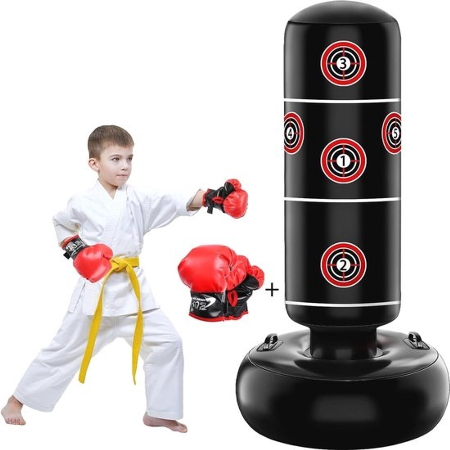 Opblaasbare bokszak voor kinderen - 160 cm, vrijstaand - voor karate en MMA, cadeau voor jongens en meisjes