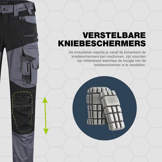 Faze.One Glaston 4K Stretch Werkbroek - Grijs Zwart - Maat 58 | Semi-Stretch Ripstop