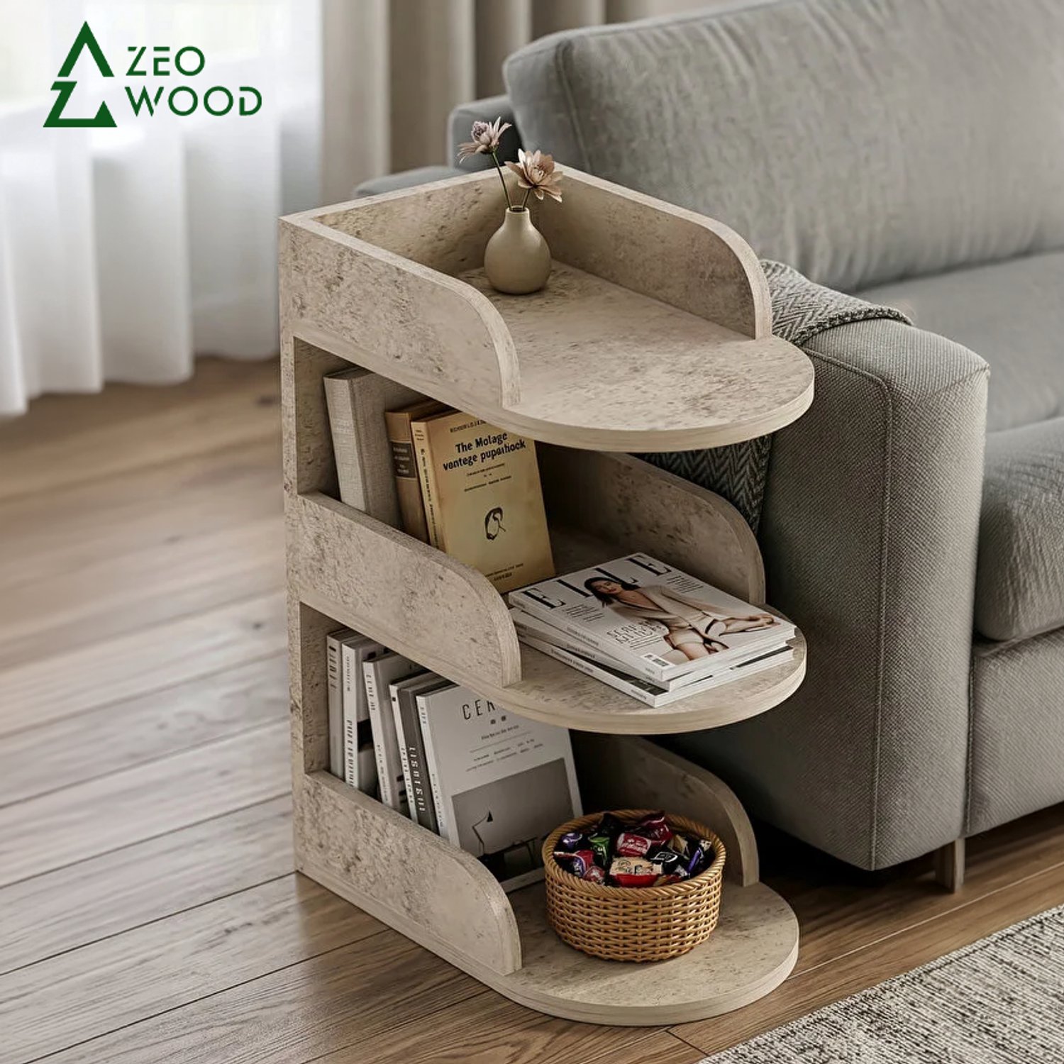 Zeo Wood® - Bijzettafel - Bijzettafeltjes Woonkamer - Banktafel - Beige