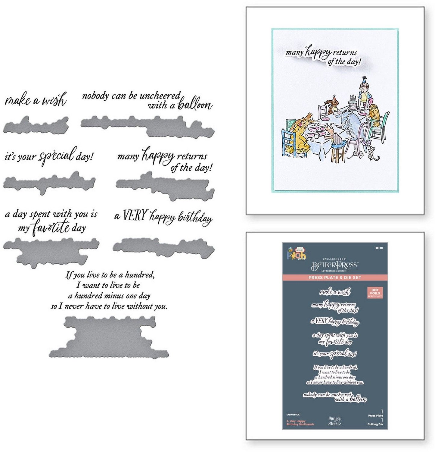 Spellbinders BetterPress Plate & Snijmal - Pooh Verjaardag - 2 st.
