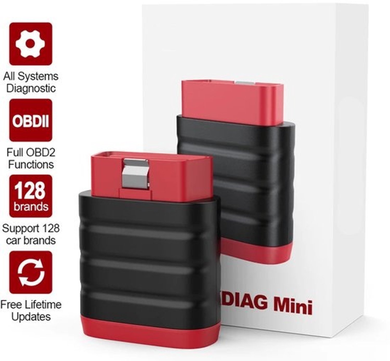 OBD-scanner - OBD2 - Autoscanner - Auto uitlezen - Diagnoseapparatuur voor auto's - OBD2-foutcodelezer - Bluetooth-diagnosetool - ECU-scanner - Check-engine-reset - Ondersteunt OBD-apps - Universele autoscanner