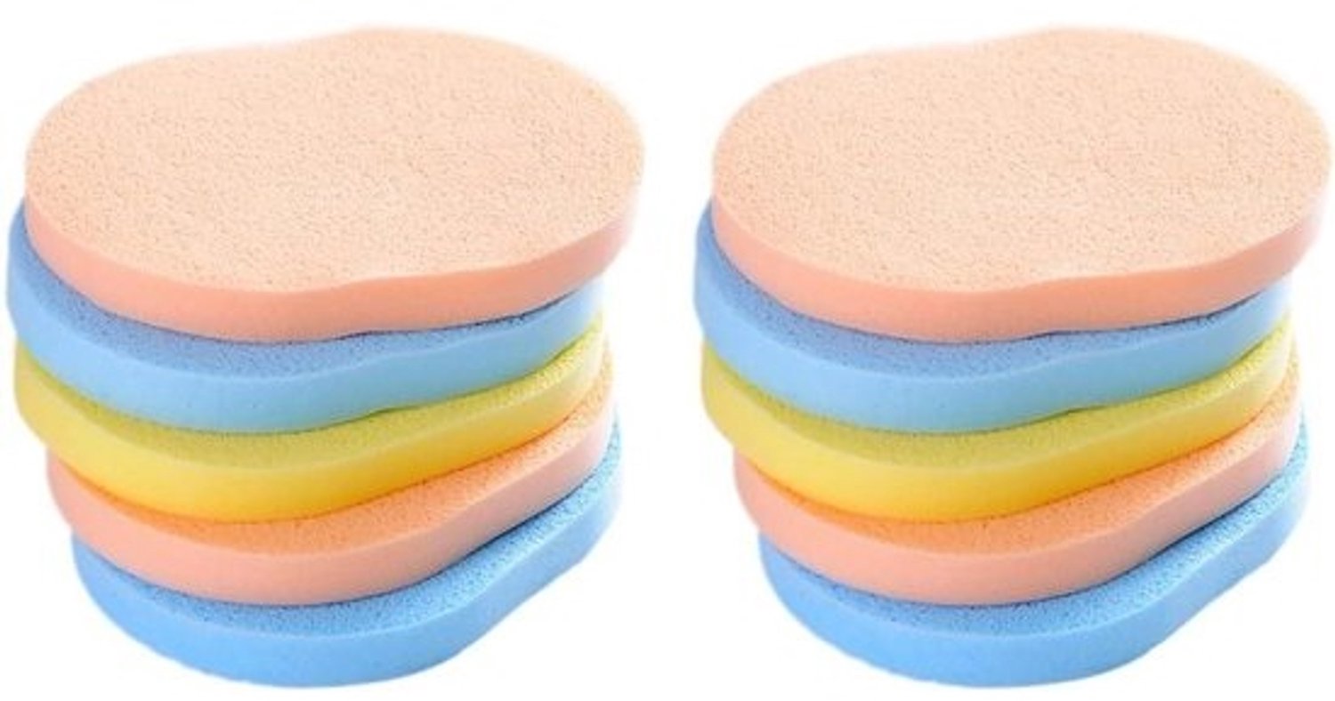 Set sponzen voor het gezicht - Sponzen voor reiniging - De huid schoonmaken - Compact samengedrukt ontwerp - 100 stuks - Willekeurige uitvoering