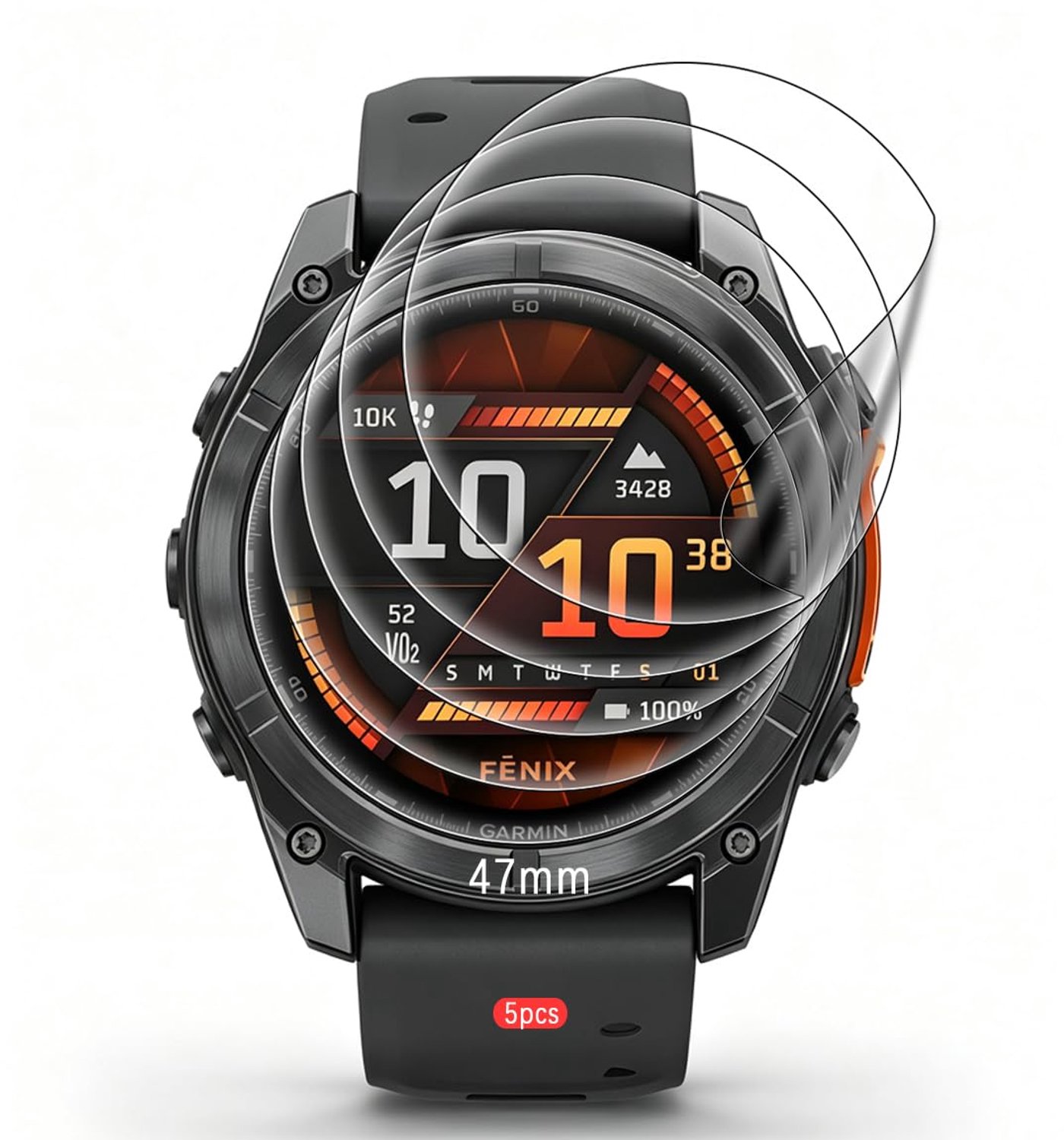Hydrogelfolie 5 stuks voor Garmin Epix Pro/fēnix 7/fēnix 8 - 47 mm - krasbestendig - bescherming voor je smartwatch - Vemera
