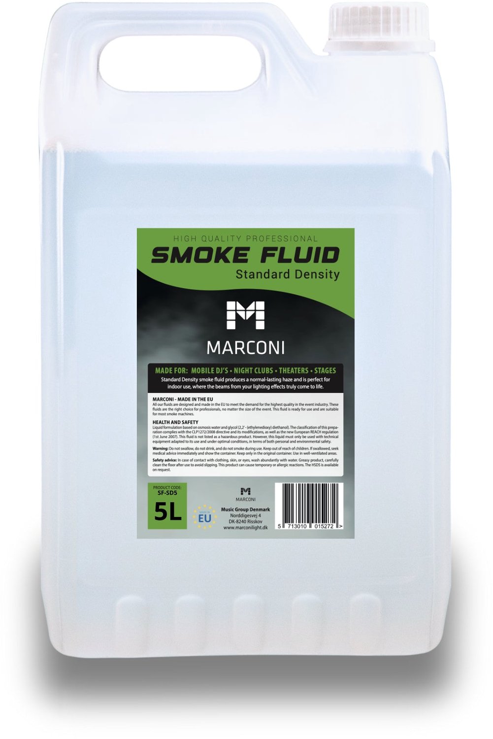 Marconi Rookvloeistof - Rookmachinevloeistof - Nevelvloeistof - Standaard Dichtheid 5 Liter - Waterbasis - Voor Alle Rookmachines