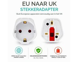 Stekkeradapter Type C naar Type G - Wit - Voor reizen & thuis - Vemera
