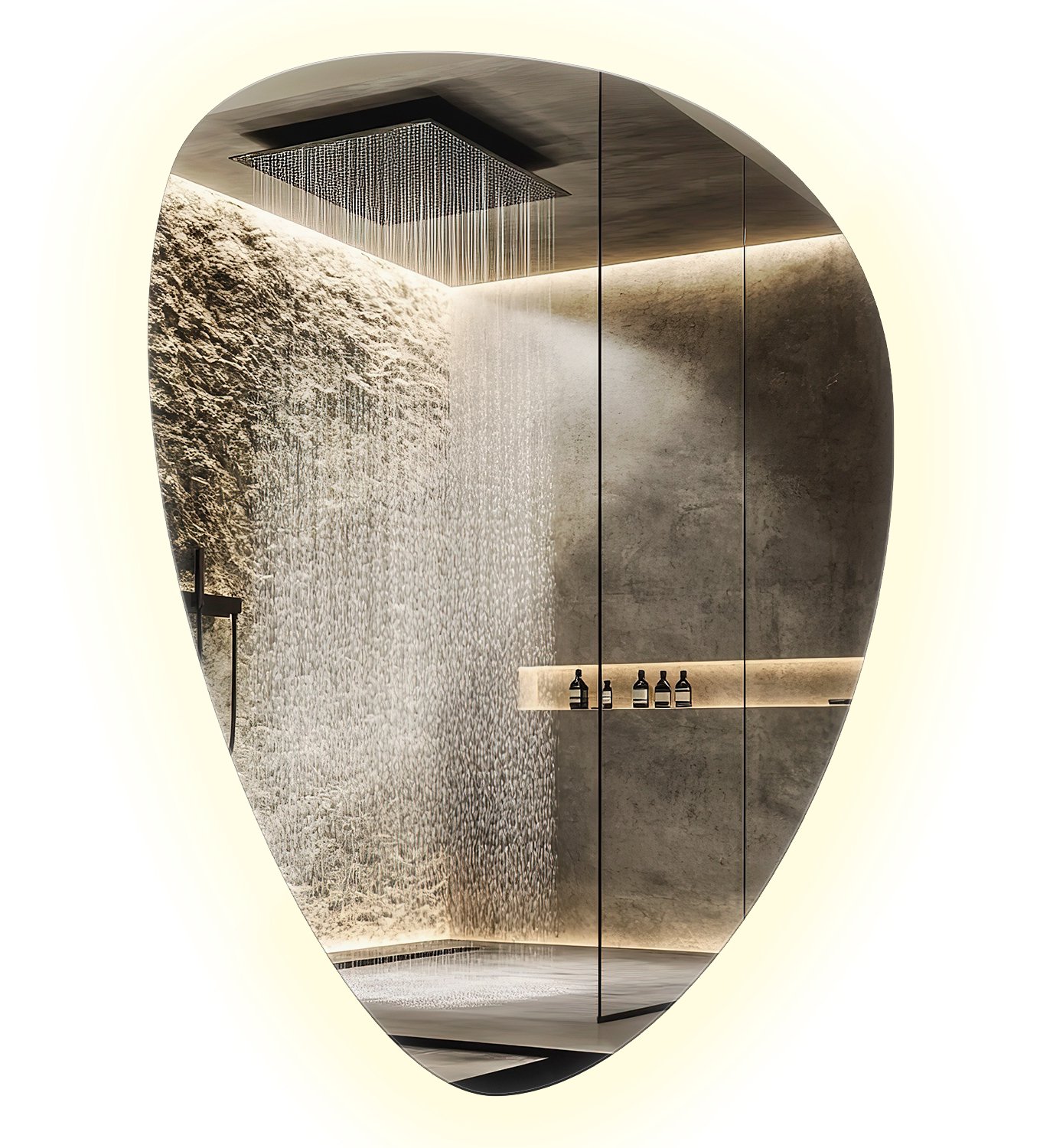 WallMuralia - Ei spiegel - 64 x 90 cm - Verlichte spiegel - Spiegel organische vorm - Decoratieve wandspiegel - Wandspiegel LED Neutraal licht