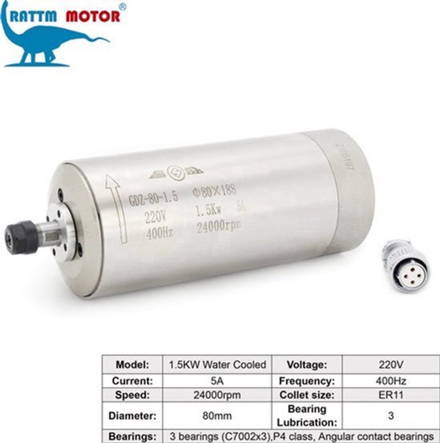 Freesmachine Watergekoelde Spilmotor - 1,5 kW Vermogen - 220 V Netstroom - ER11 Spantang - Voor Hout Aluminium Steen
