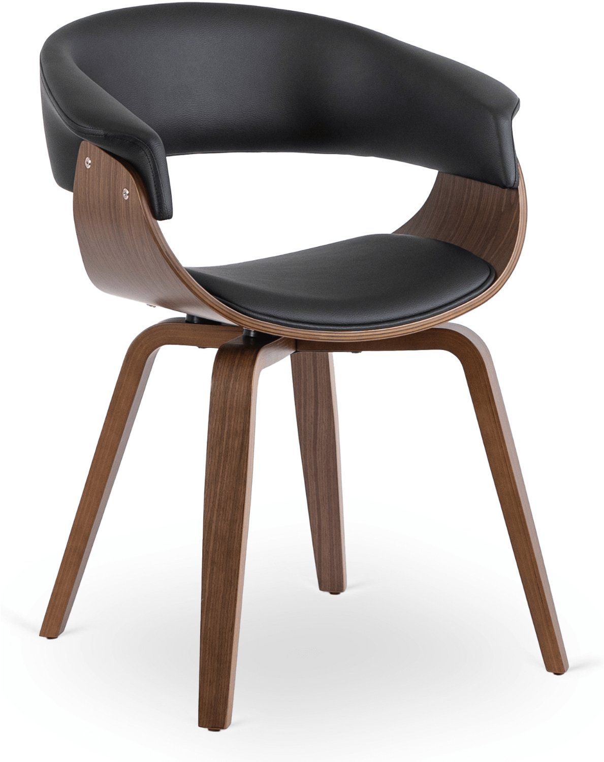 Mebel Elite GARY - Eetkamerstoel - Zwarte kunstleren bekleding - Notenhouten frame - Loftstijl Zwart;Notenbruin