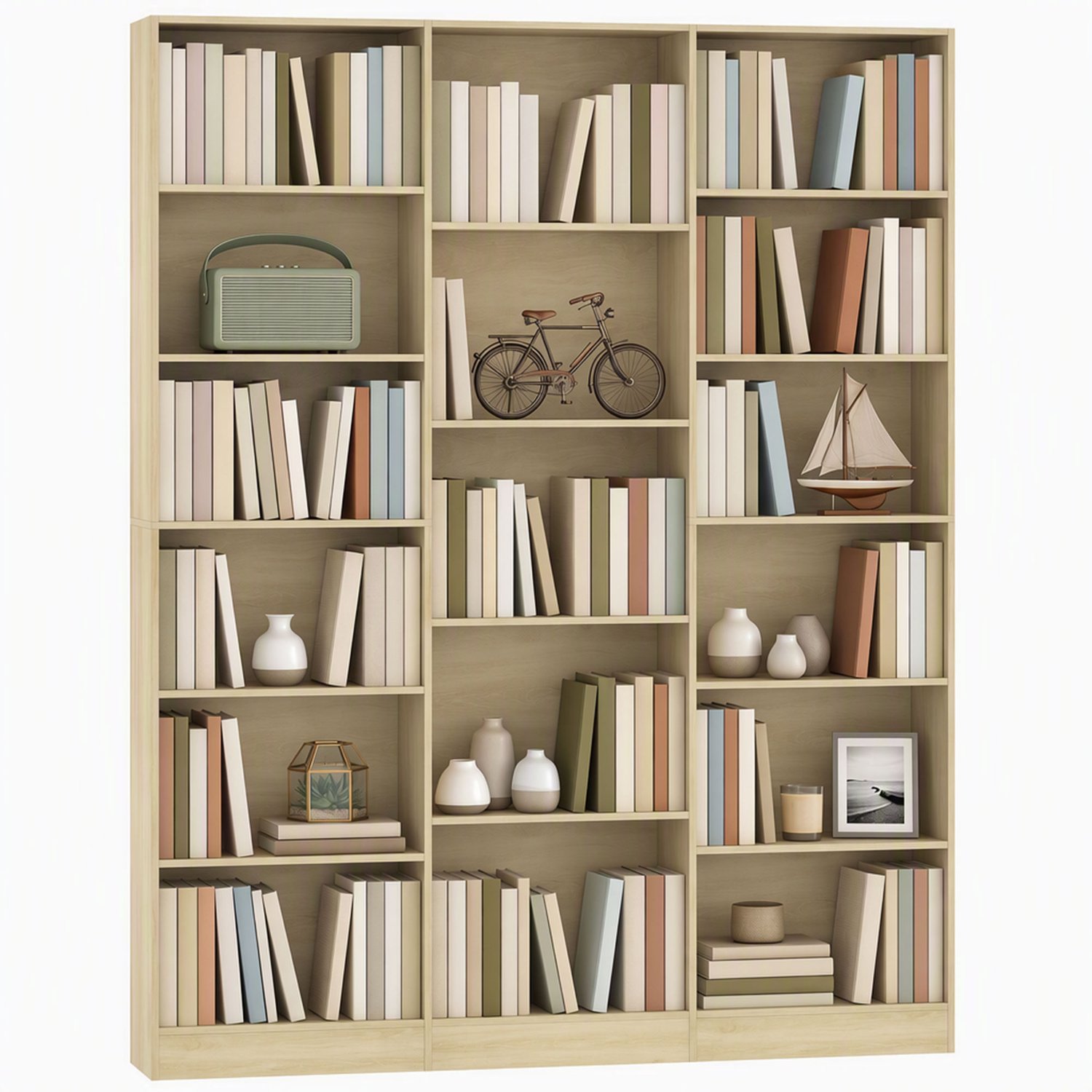 HOMCOM Boekenkast - Spaanplaat - 149 x 23,6 x 188 cm - Eikenhout