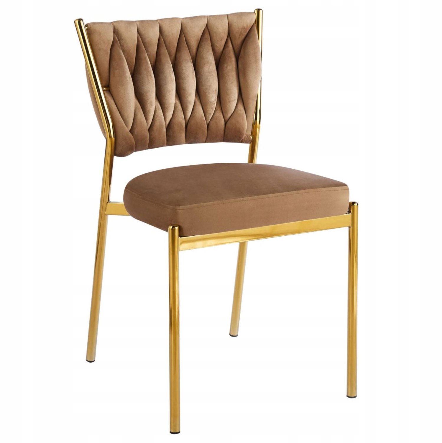 Furnitex Riviera 24 - Eetkamerstoel - Cappuccinokleurig fluweel - Goudkleurige poten