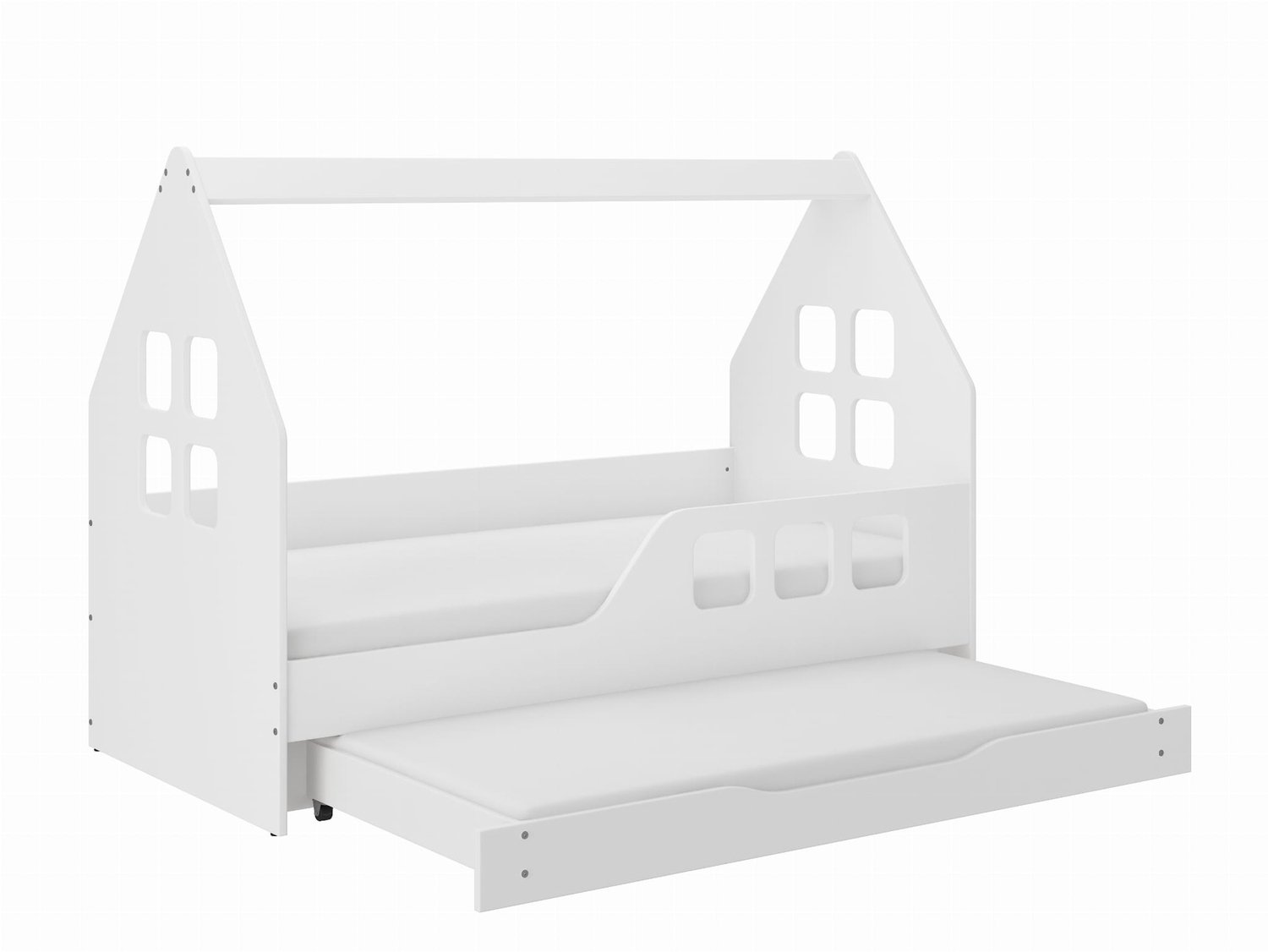 Wooden Toys Kinderbed Huisje - 160 x 80 cm - Rechts - Met extra slaapfunctie wit
