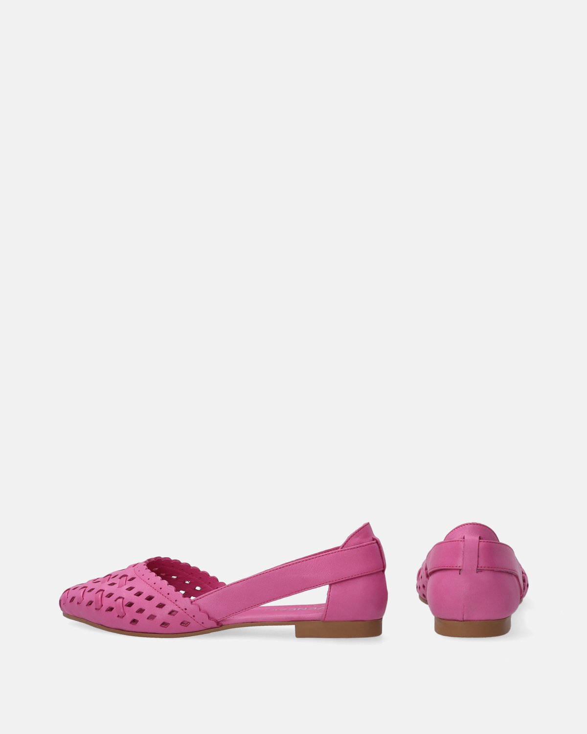 Ballerina's - Leren Ballerina's - Roze - Opengewerkt Bovenwerk - Maat 37