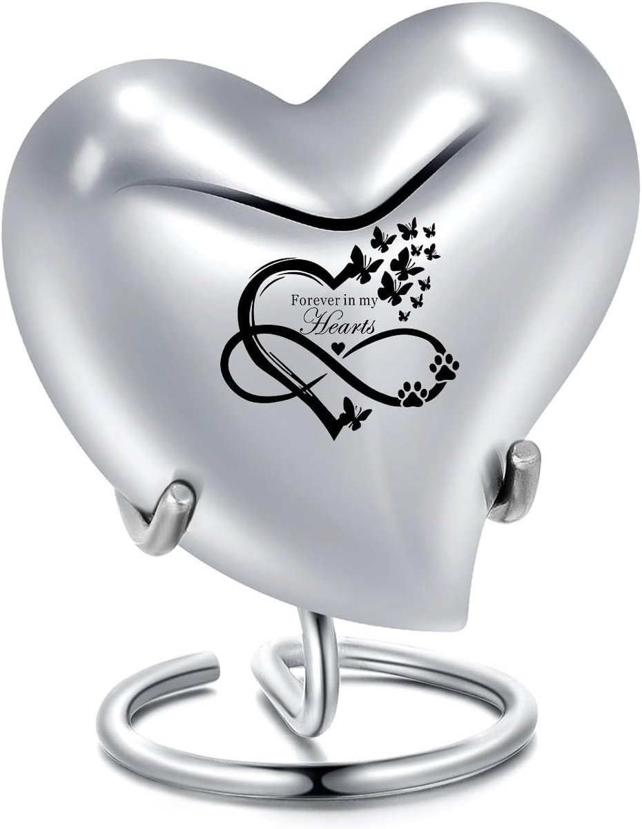 Kleine harturn voor as, Mini Kremation Memorial Ash Urnen voor mens of huisdier Ash Memories Ash Holder (Paws Heart) - ShopVlot