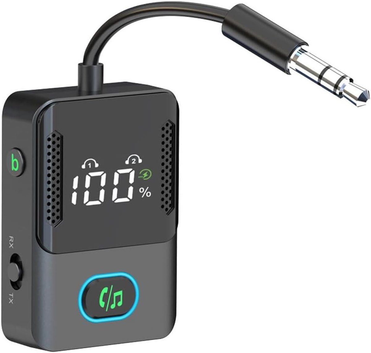 2-in-1 Bluetooth Adapter voor Audio, Draadloze Transmitter voor TV, Auto en Hoofdtelefoon met 3.5mm Jack en Gemakkelijk Gebruik