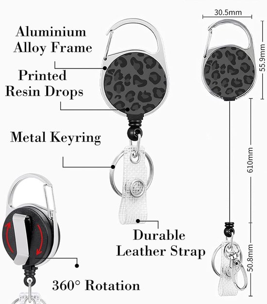 Retractable Lanyard met Kaarthouder, Leopard Print Design voor ID Kaarten, Ideaal voor Kantoor en Onderwijs — afbeelding 3
