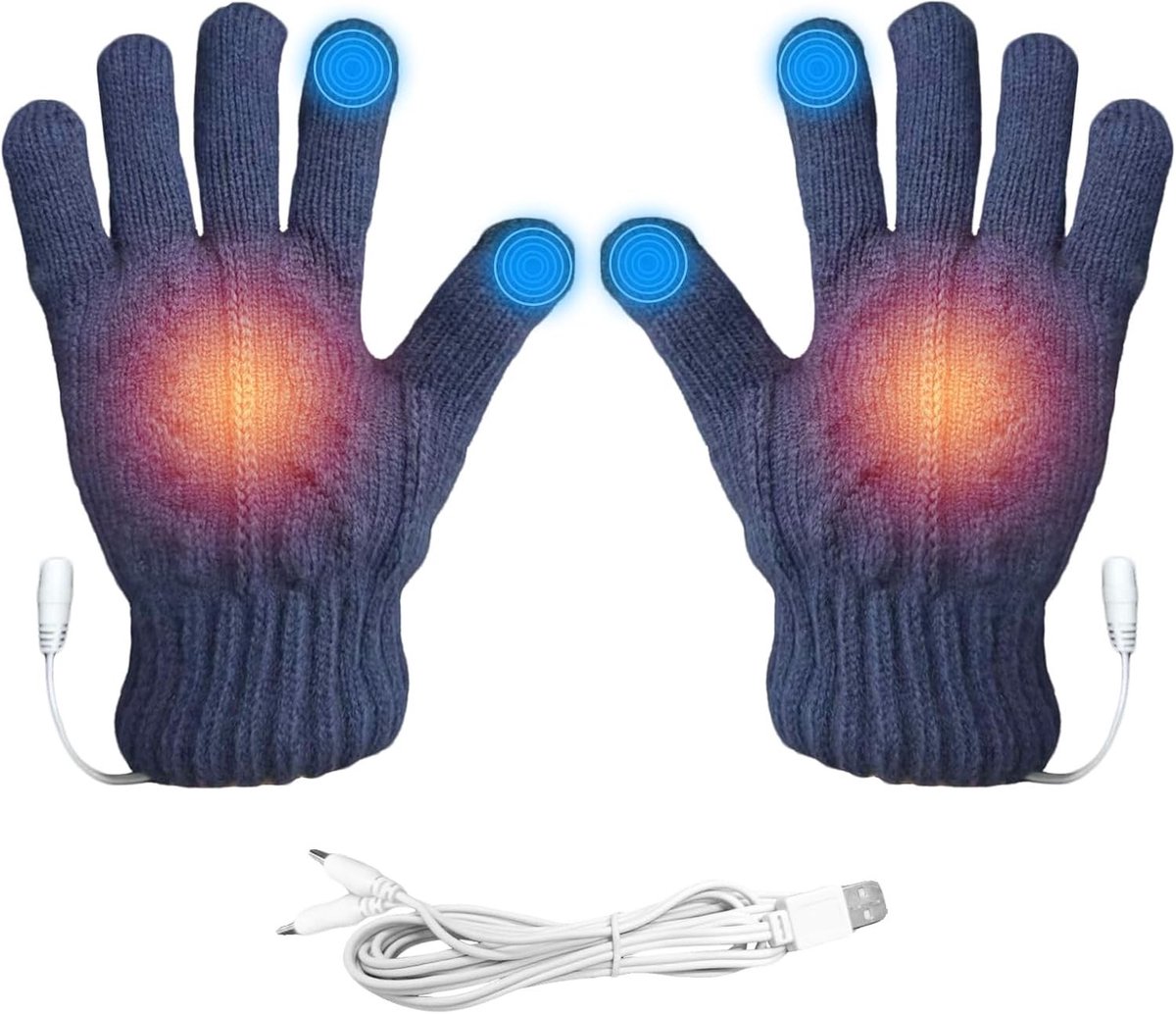 Verwarmde USB Handschoenen met Touchscreen voor Winter - Wasbare Gebreide Handschoenen voor Binnen en Buiten, Ideaal voor Koude Dagen