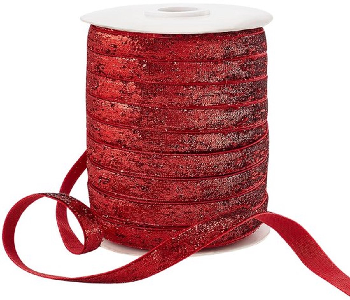 SPHProducts - Glitterlint - Rood - 50 yards - Decoratie lint - Polyester - Voor