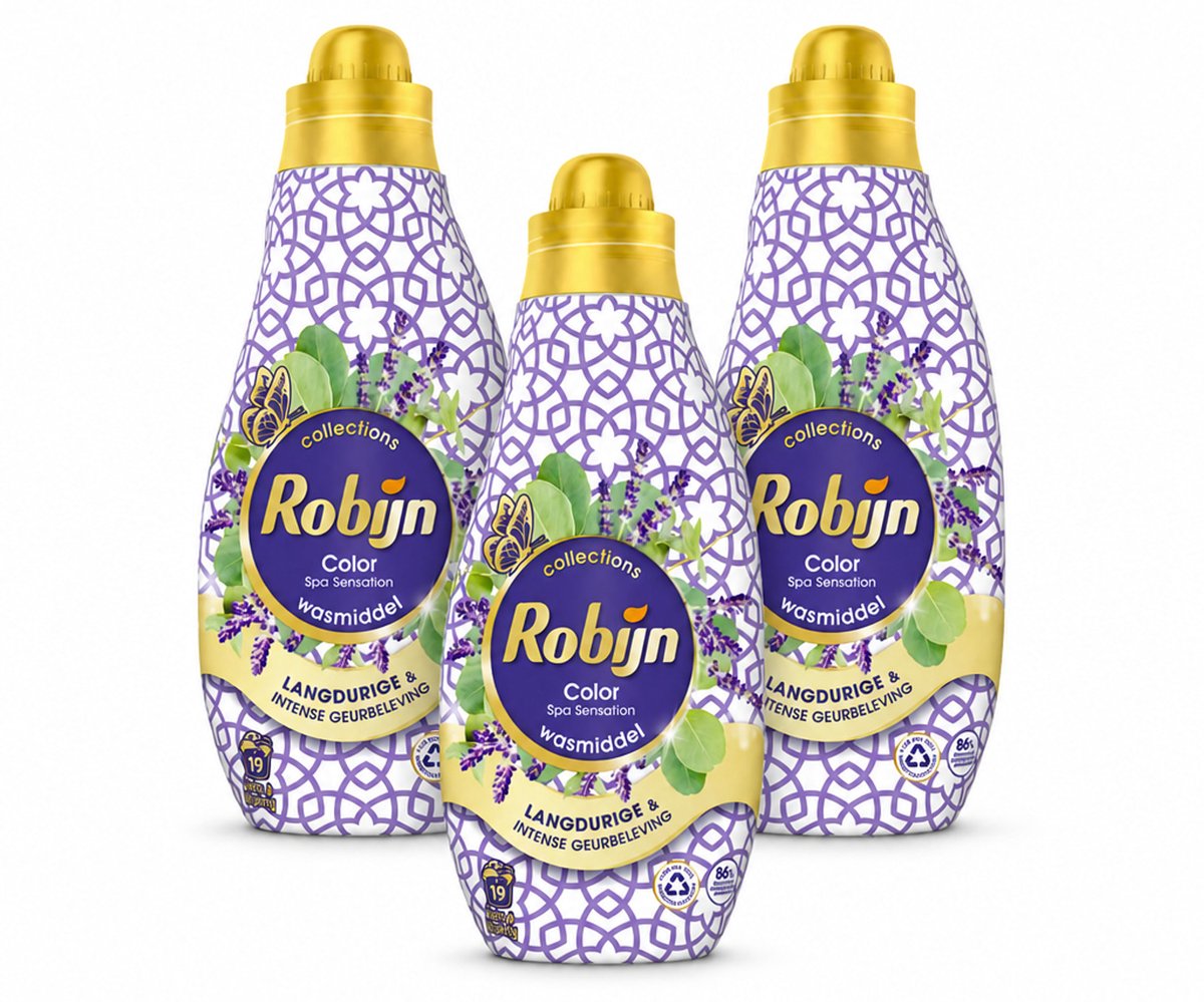 3 x Robijn - Klein & Krachtig Spa Sensation - Vloeibaar Wasmiddel - 19 Wasbeurten - 665 ml - Bulkverpakking - 3 stuks