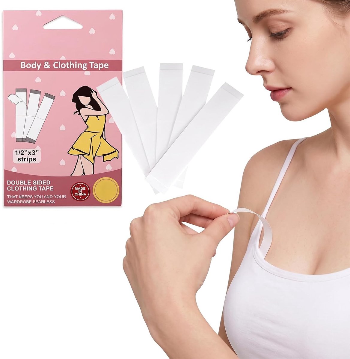 Dubbelzijdig Plakband voor Kleding - Transparant - 12 mm x 85 mm - Hypoallergene Plakstrips voor Feestjes en Dagelijks Gebruik