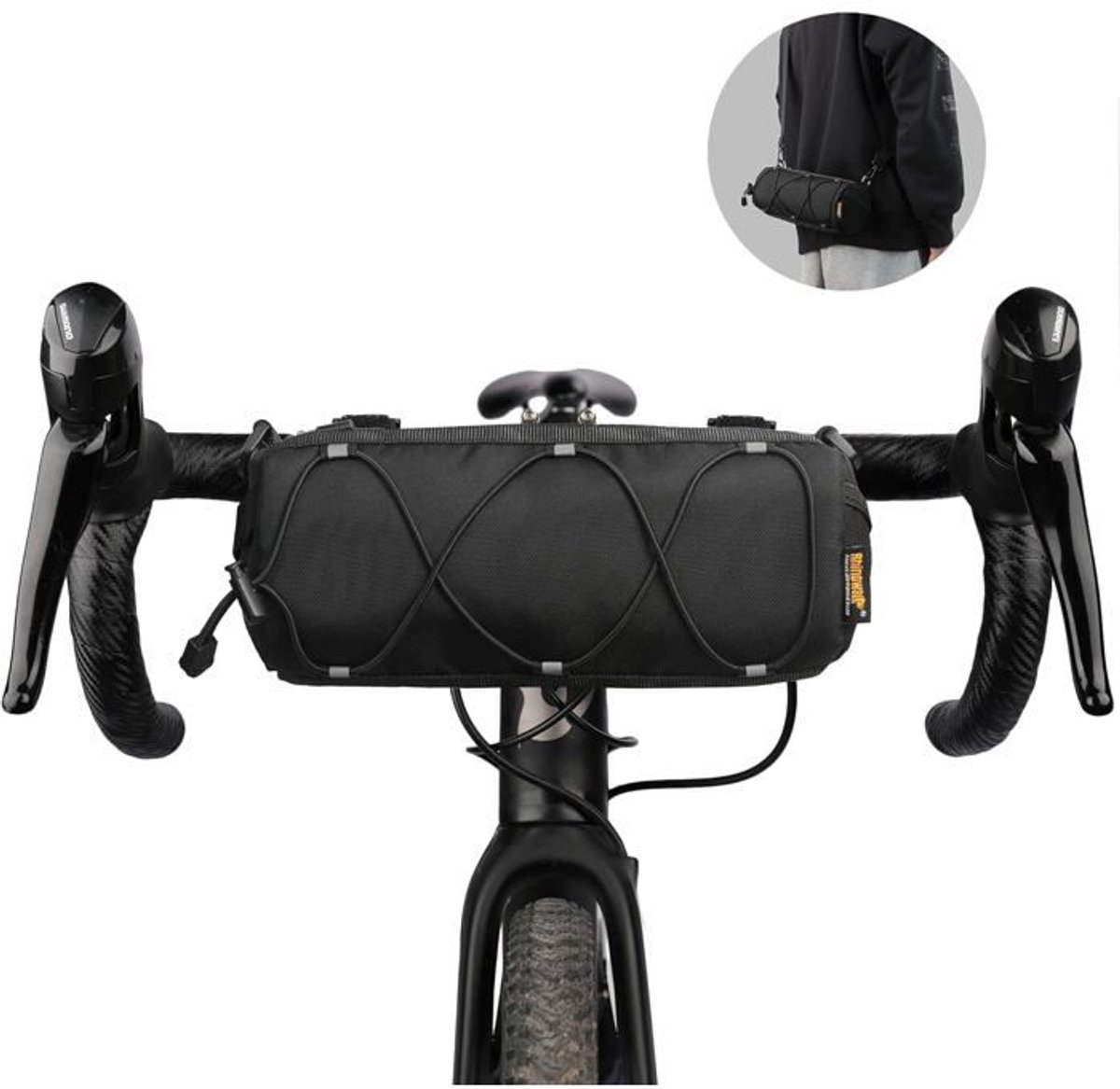 Fietstas Geschikt voor aan het stuur - een tas die aan de Geschikt voorkant wordt bevestigd en een schouderriem heeft, Geschikt voor racefietsen en mountainbikes.