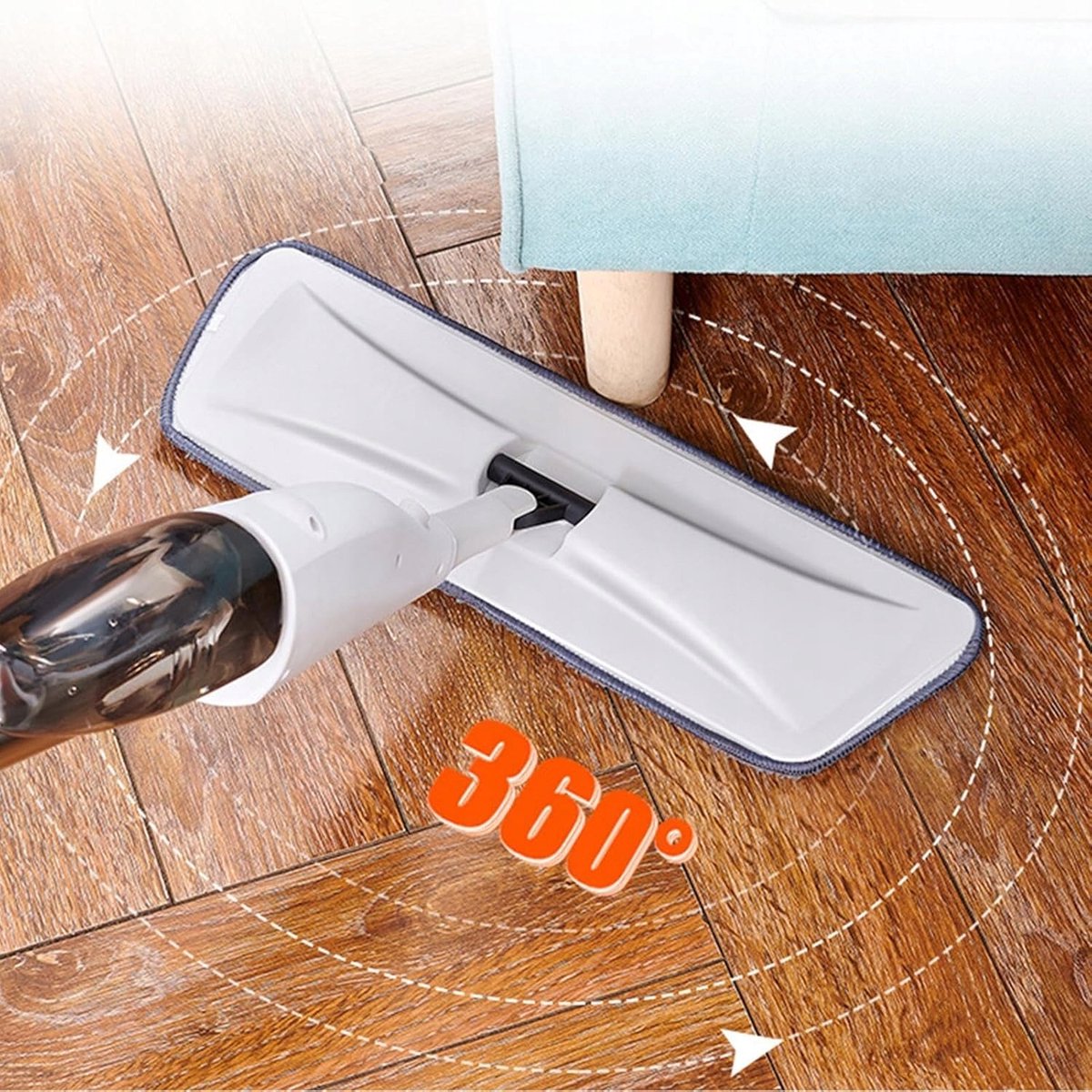 Spray Mop - Alles-In-één Dweilsysteem - Vloerwisser met Spray - Dweilset - Incl. 3 Microvezel Reinigingspads - 360° Draaibare Kop - 350 ml Waterreservoir - Nat & droog - Voor Harde Vloeren – foto 6