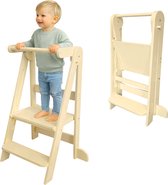 Dastium Kids - Leertoren - Learning Tower - Opstapje Kinderen - Keukenhulp - Inklapbare Leertoren - Opvouwbaar - Beige