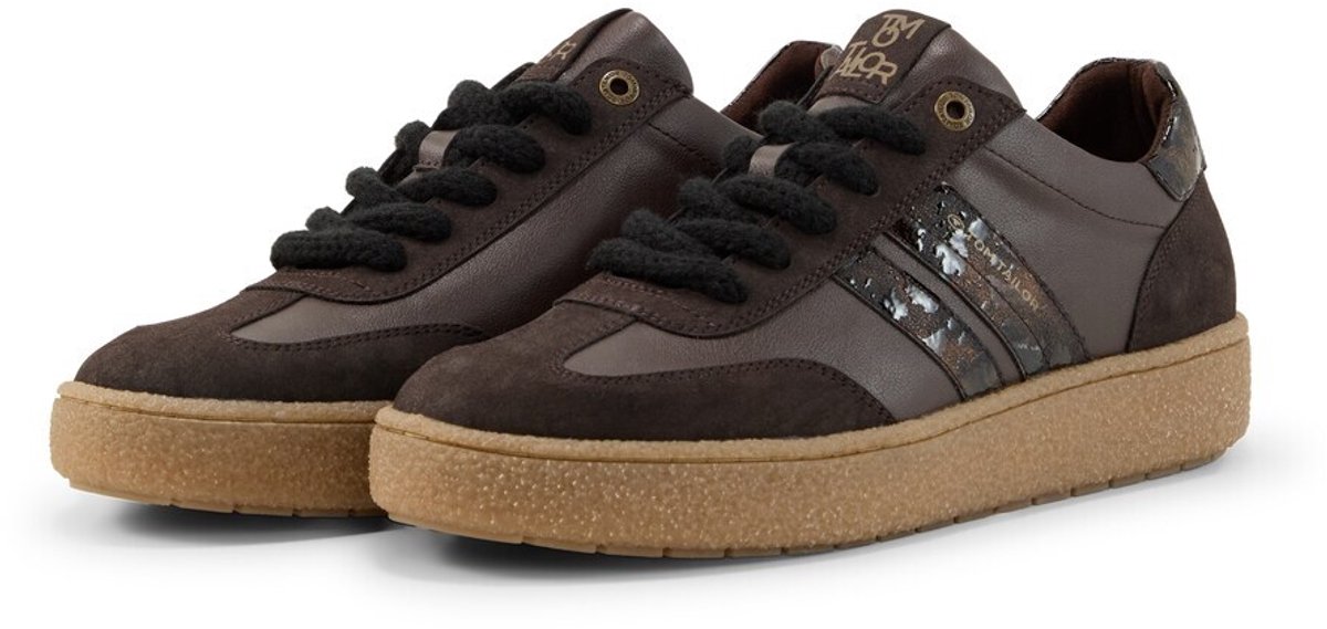 Tom Tailor - Sneakers van kunstleer - Maat 42 - mokka