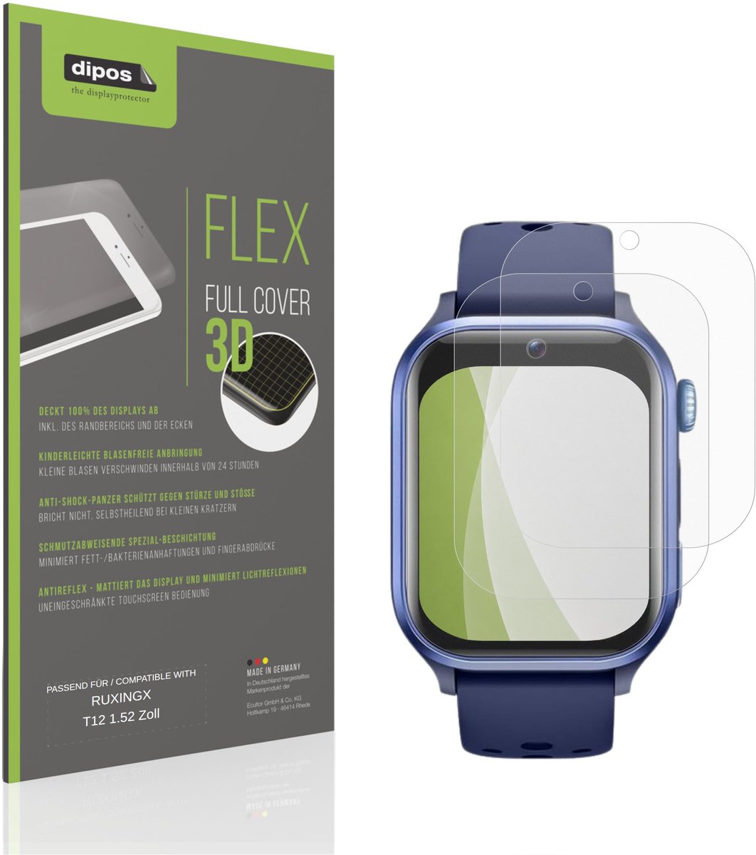 dipos FLEX – 2x Matte Screenprotector geschikt voor RUXINGX T12 1.52 Zoll | Volledige Schermbescherming | Case-Friendly