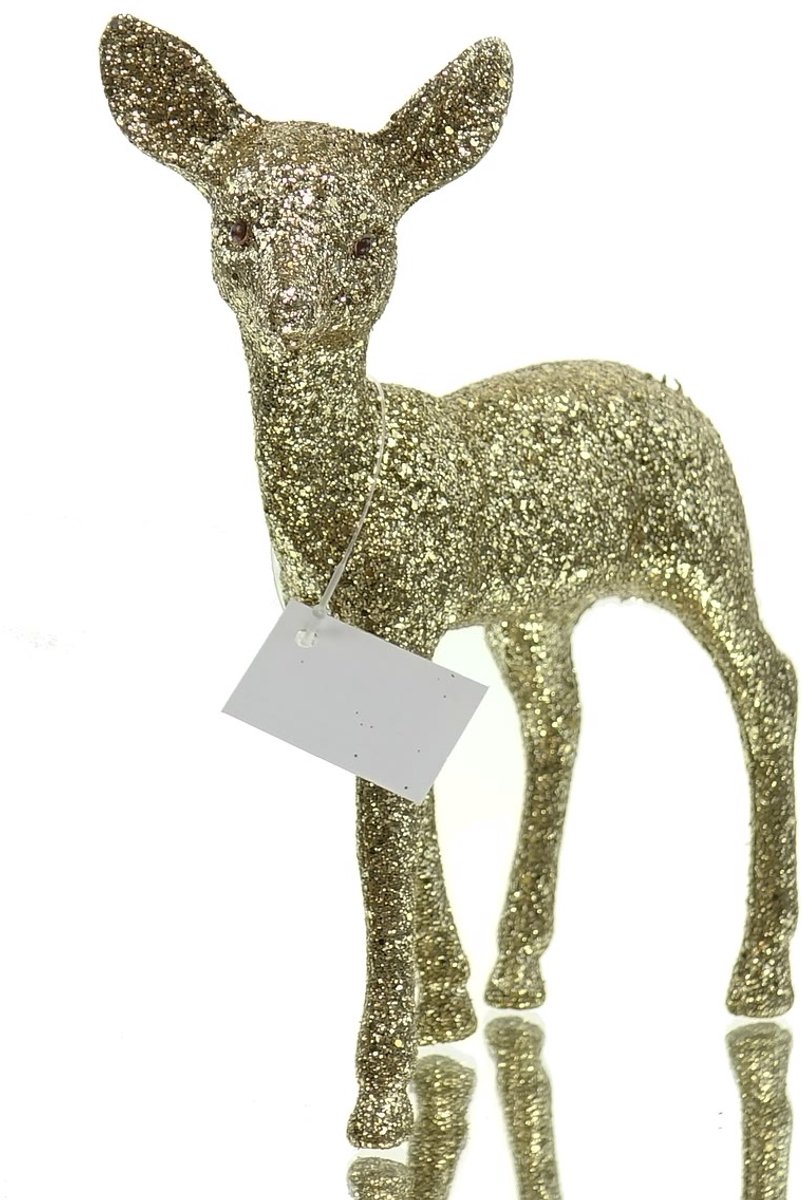 Scheulen kerstdecoratie hert links goud glitter