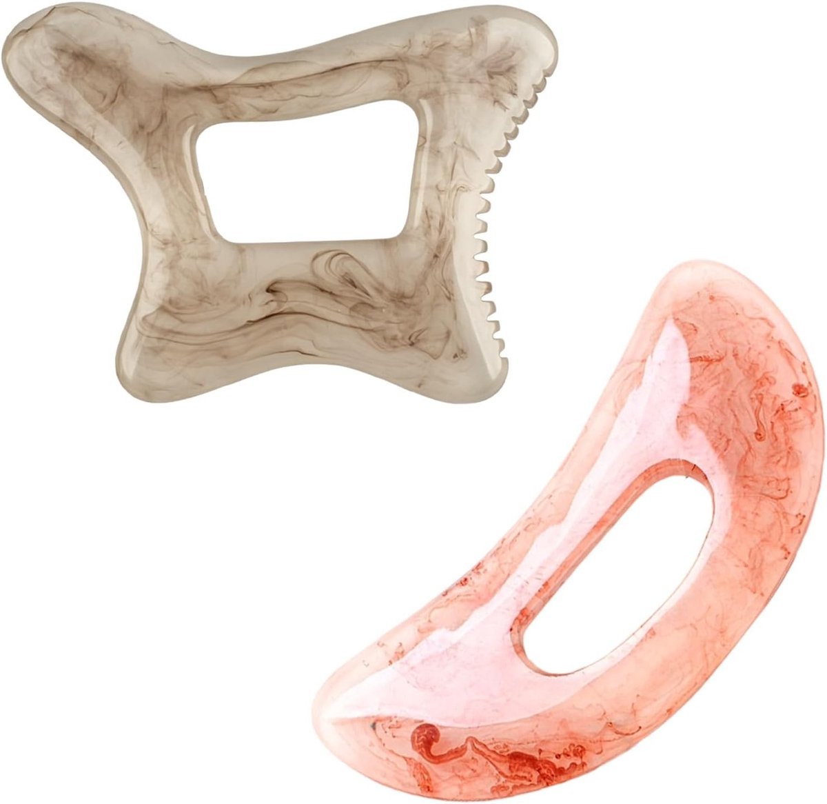 Natuurlijke Gua Sha Massager Set van 2 Stukken voor Lichaamsmassage, Lymfedrainage en Gezichtsmassage met Handvat voor Rug, Benen en Hals