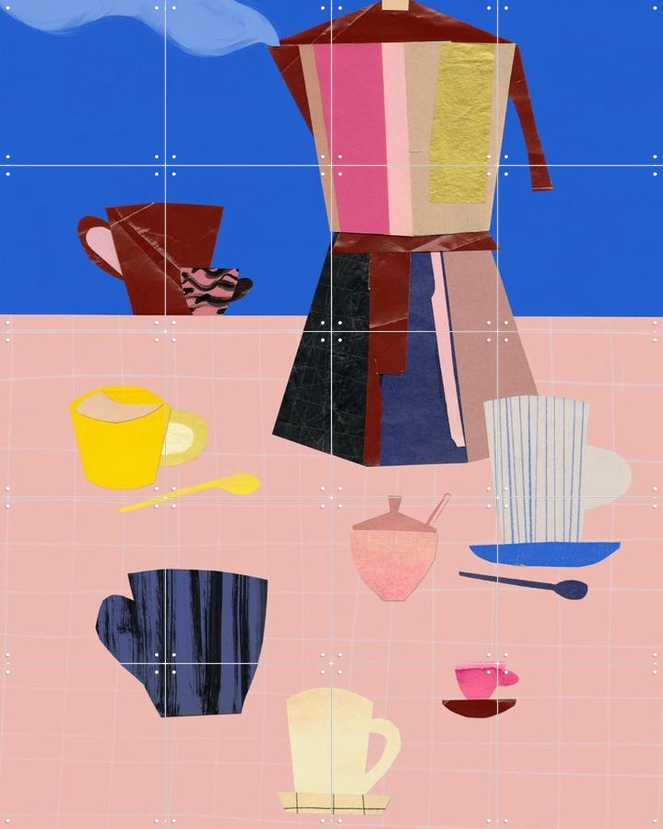 IXXI Espresso 4, Signorinah - 80 x 100 cm - Gratis ophangtool - Grote wanddecoratie en posters - Geometrische Kunst, Speels, Kleurrijk, Collage