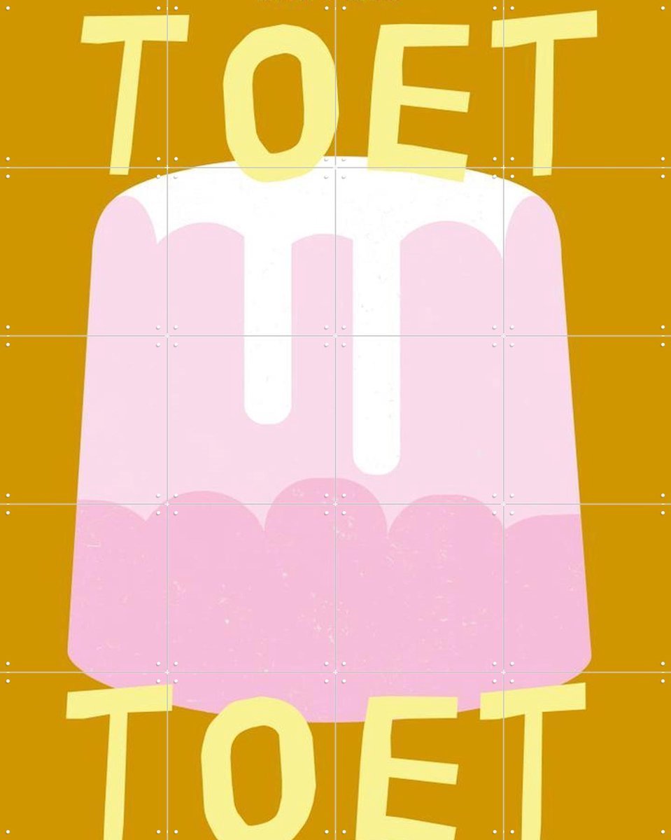 IXXI Toet geel, Mella Mella - 80 x 100 cm - Gratis ophangtool - Grote wanddecoratie en posters - Kleurrijk, Grafisch Ontwerp, Pop art, Illustraties