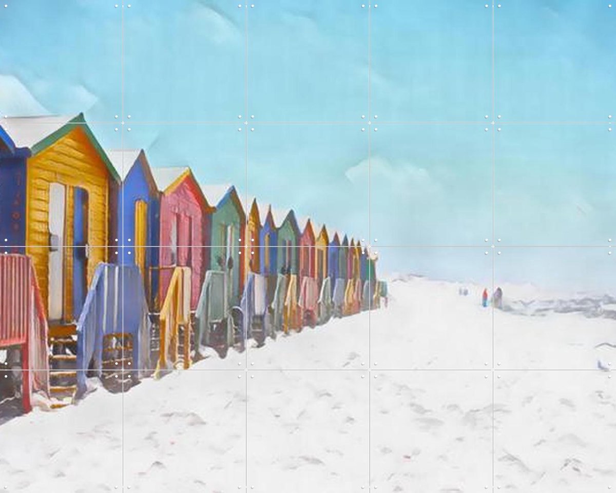 IXXI African beach houses, Seaways - 100 x 80 cm - Gratis ophangtool - Grote wanddecoratie en posters - Gemengde Technieken, Fotografie, Kleurrijk