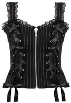 Hell Bunny QUINZEL C Pinstripe TOP Dames Top - zwart/wit - XL