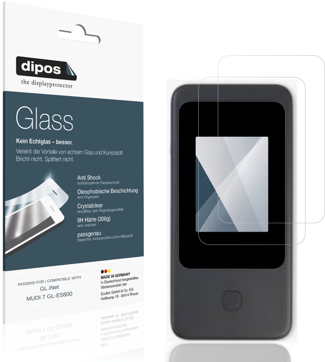 dipos – 2x Pantserfolie geschikt voor GL.iNet MUDI 7 GL-E5800 | 9H Screenprotector