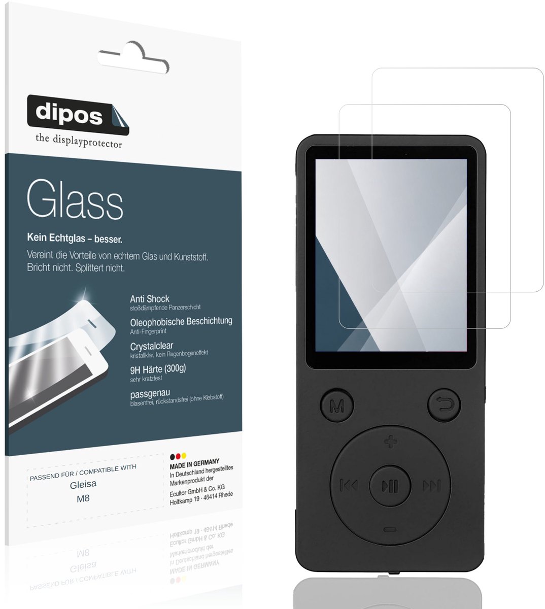 dipos – 2x Pantserfolie geschikt voor Gleisa M8 | 9H Screenprotector