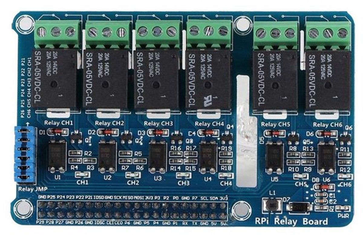 Relaisuitbreidingskaart - 6-kanaals RPi relaismodule - Slimme huis toepassingen