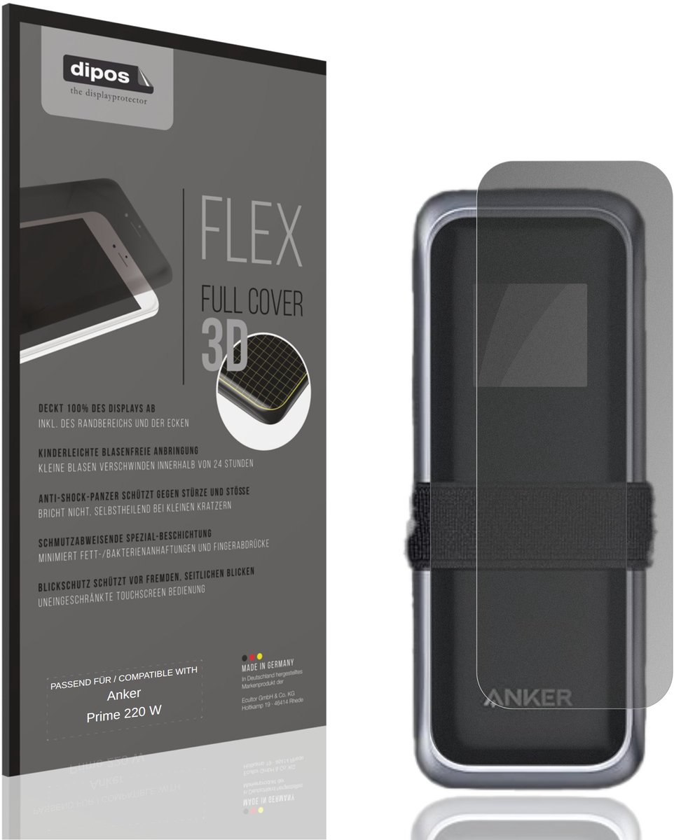 dipos FLEX – Matte Privacy Screenprotector geschikt voor Anker Prime 220 W | Volledige Schermbescherming | Case-Friendly