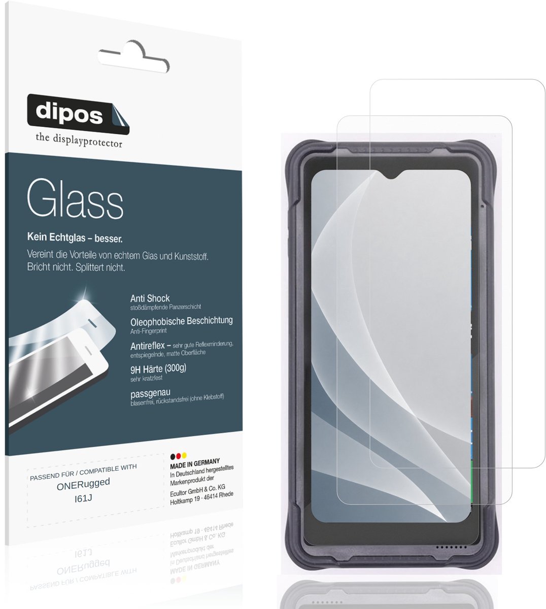 dipos – 2x Matte Pantserfolie geschikt voor ONERugged I61J | 9H Screenprotector