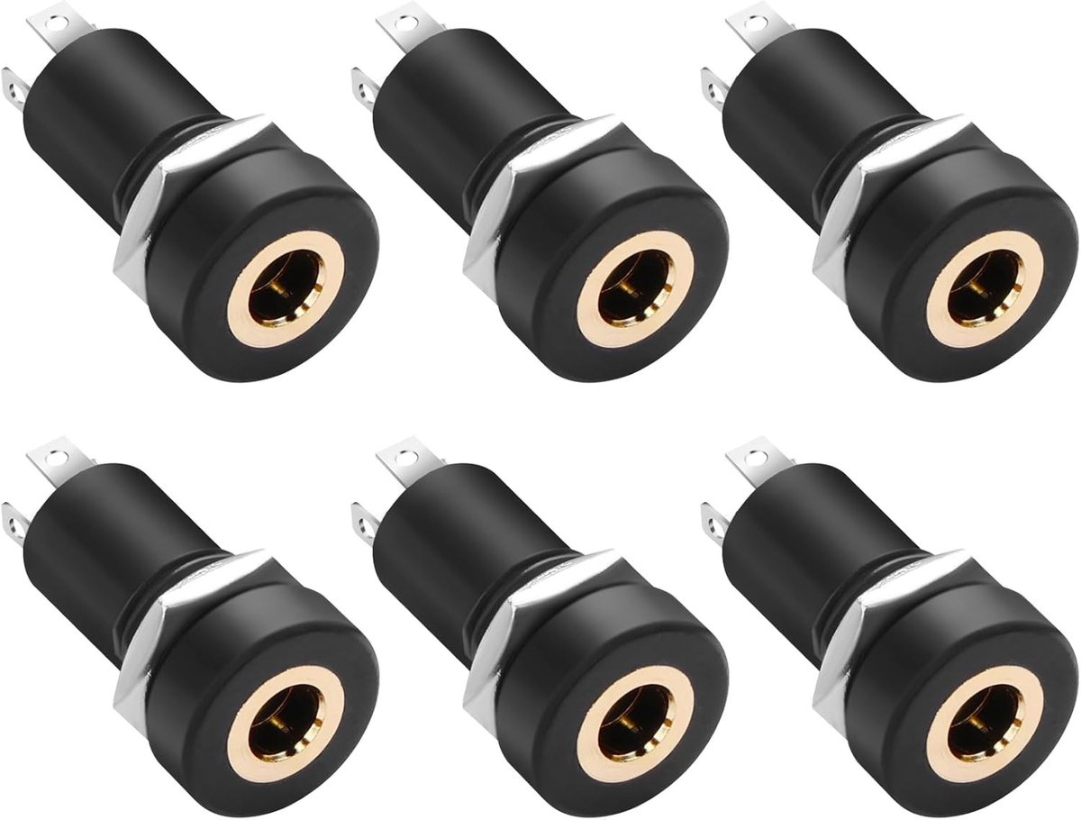 6 Stuks 3.5mm 4-Pins Stereo Audio Video Paneel Soldering Connectoren met Moeren voor Professioneel Gebruik