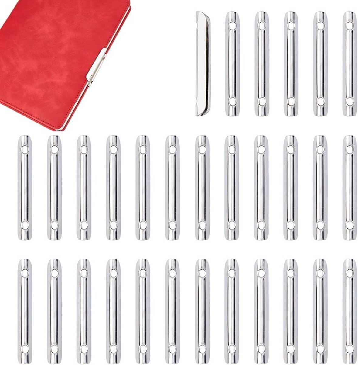 30 stuks metalen koorduiteinden en hoekbeschermers van roestvrij staal voor notebooks en fotoalbums, U-vormige clips voor vintage uitstraling, 52 x 6,5 x 4 mm