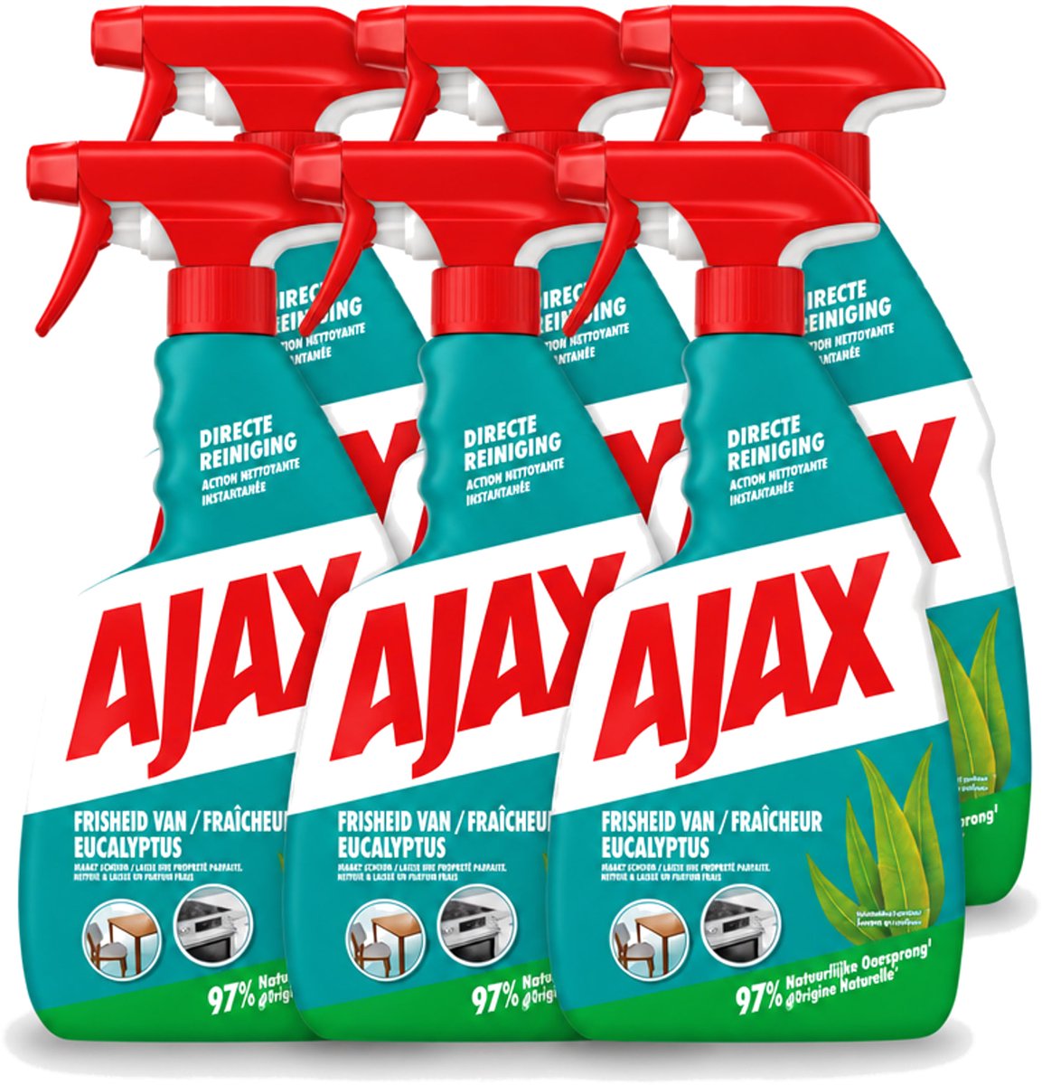 6 x Ajax – Multi-Purpose Spray – Eucalyptus – 750 ml - Voordeelverpakking - 6 stuks